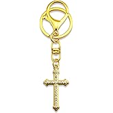 Celaqiu Christian Gifts for Women Cross Keychain for Women Gold Bag Charms Christian Keychain Cross Bag Charm Handbag Charms for Purses Car Keys Accessories Christmas Birthday Gifts for Her