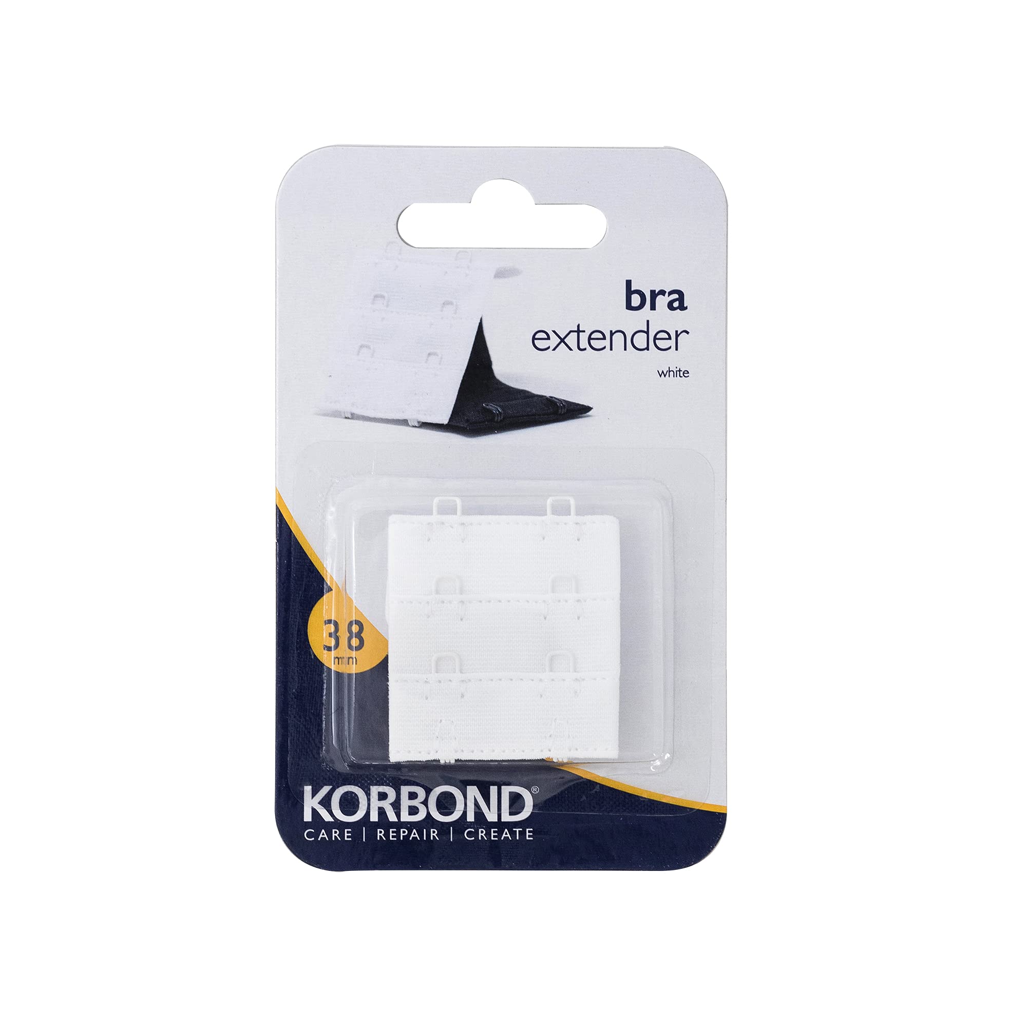 Korbond Double Hook Bra Extender – x 1 38mm White Bra Extender – Machine Washable – Increase Bra Size By Up To 8cm – Comfort Fit, 110102