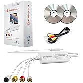 VHS TO Digital Converter, USB Video Capture Card, Video Capture Device, RCA TO USB Converter,Convert VHS VCR Hi8 Mini DV to D