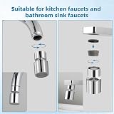 Hibbent Kitchen Sink Faucet Aerator 360° Swivel 22mm Chrome, 2 Modes view 6