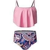 blibean Teen Girls Two Piece Bikini Sets Swimsuits with Chest Pad Size 6-15 Years