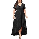 CYCLAMEN Plus Size Sparkly Formal Dress Sparkle Wrap A Line Long Slit Dresses Cocktail Party Evening Gown