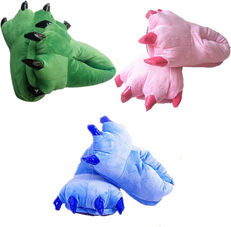Amazon Co Jp 足元あったか もこもこ 恐竜 の 足 スリッパ ブルー シューズ バッグ