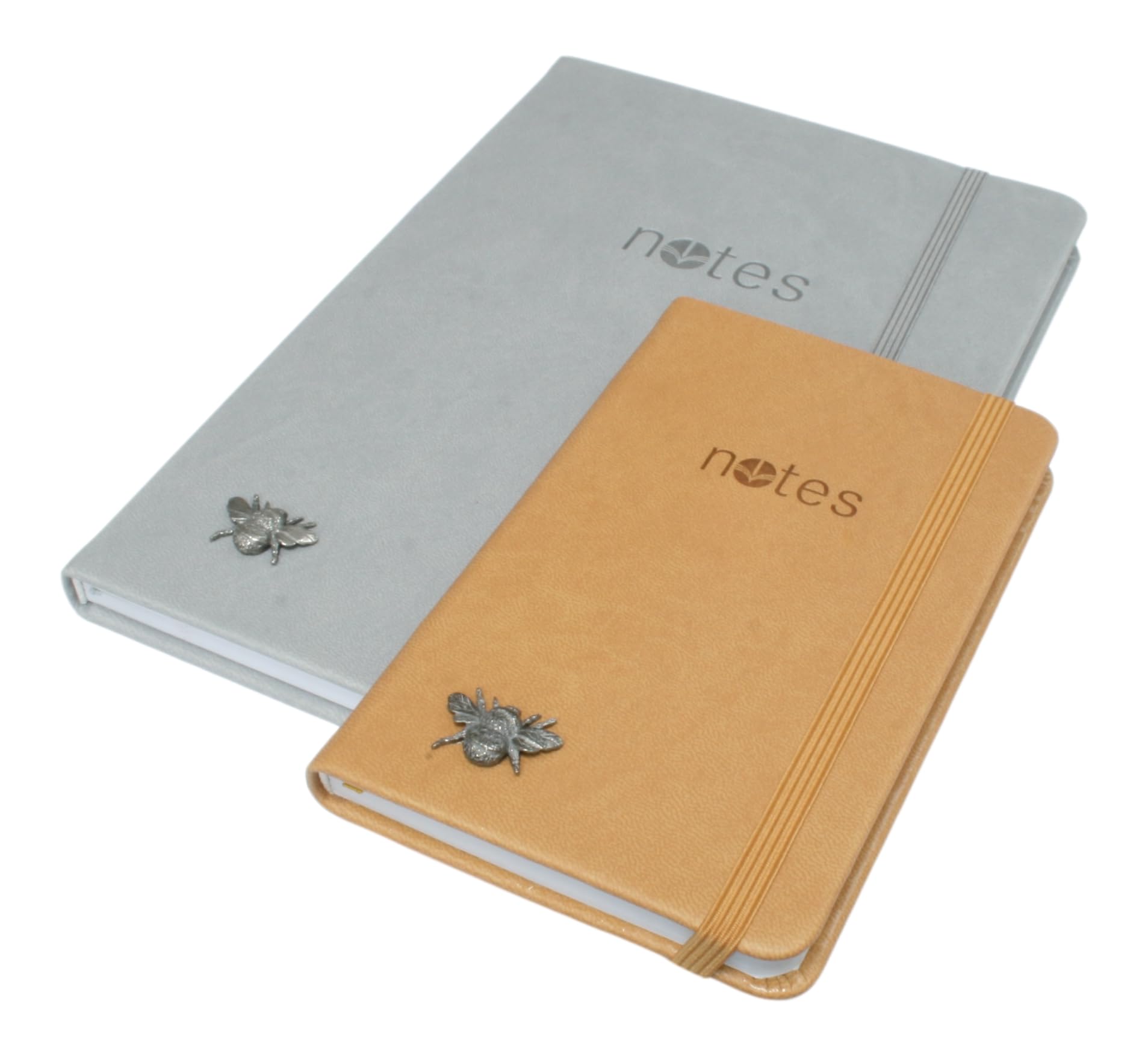 Bumble Bee Pair of Grey and Yellow Pocket Sized & A5 Notebooks Notepads Gift