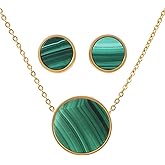 TaYolnFaSo Natural Stone Necklace and Earrings Set for Women Healing Stone Jewelry Set Gift for Mother Wife