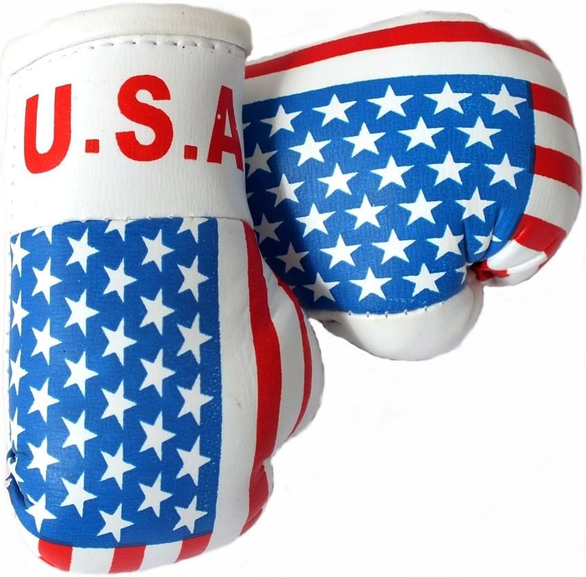 Mini Boxing Gloves USA/America, 1 Pair, 2 Items, e.g. Mini Boxing Gloves for Car Rear View Mirror