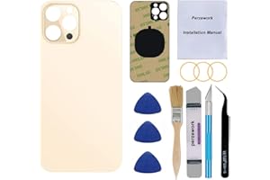 Perzework OEM Rear Back Glass Replacement (Gold) Compatible with iPhone 12 pro max 6.7 inches All Carriers with Pre-Installed Adhesive and Repairing Tool Kits