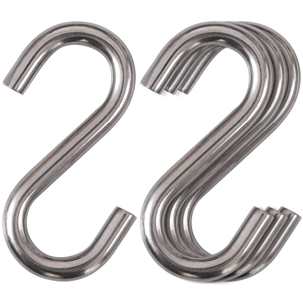 Cozihom Heavy-Duty 304 Stainless Steel S Hooks, 3 Inch Hammock, Swing S Hooks, Industrial Grade Quality Utility Hooks 4 Packs