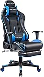 GTRACING ゲーミングチェア オットマン付き リクライニング ゲーム用チェア 多機能 ブルー 909-BLUE