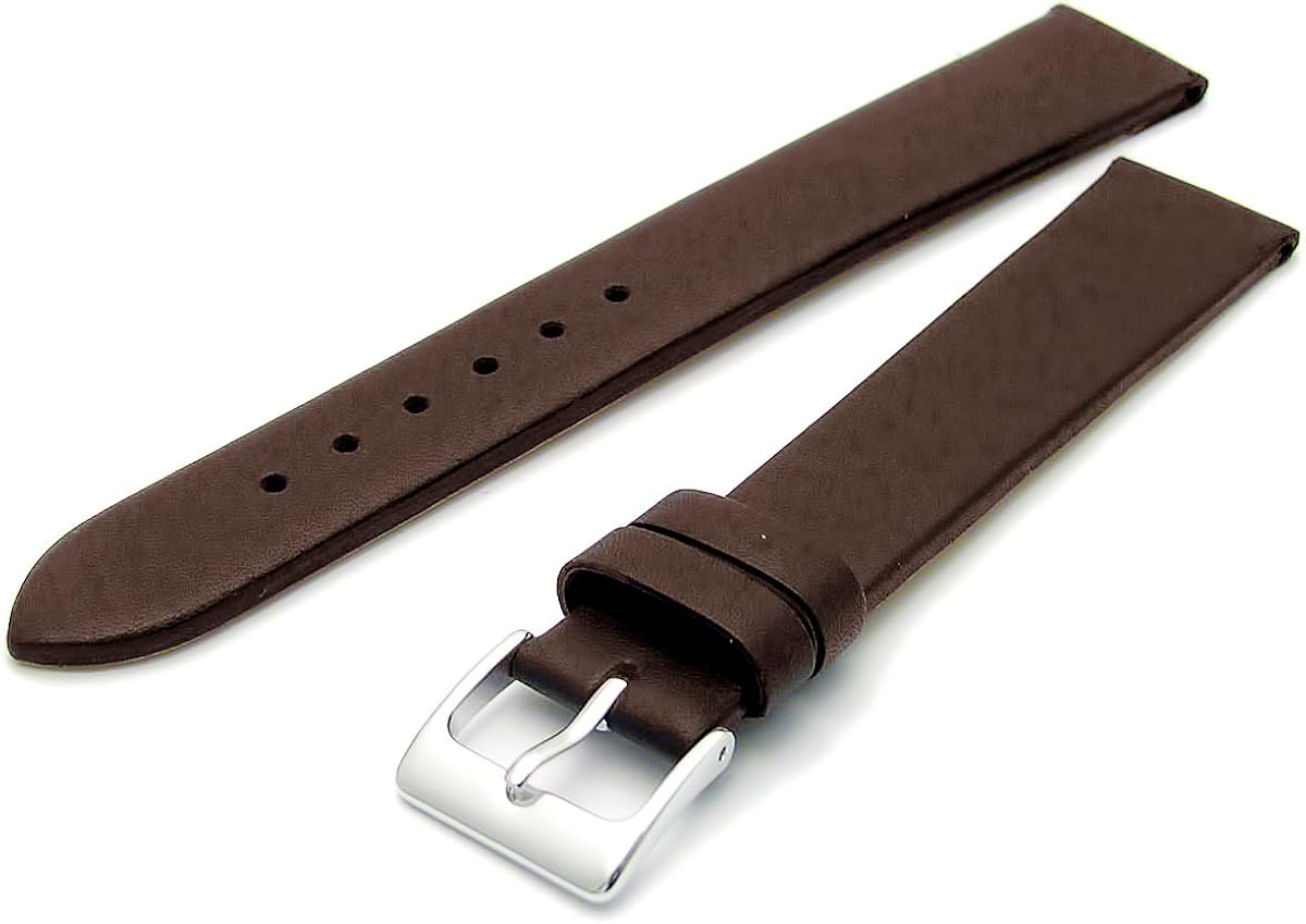 Fine Calf Leather Watch Strap Band 22mm ExtraLong XL Dark Brown with