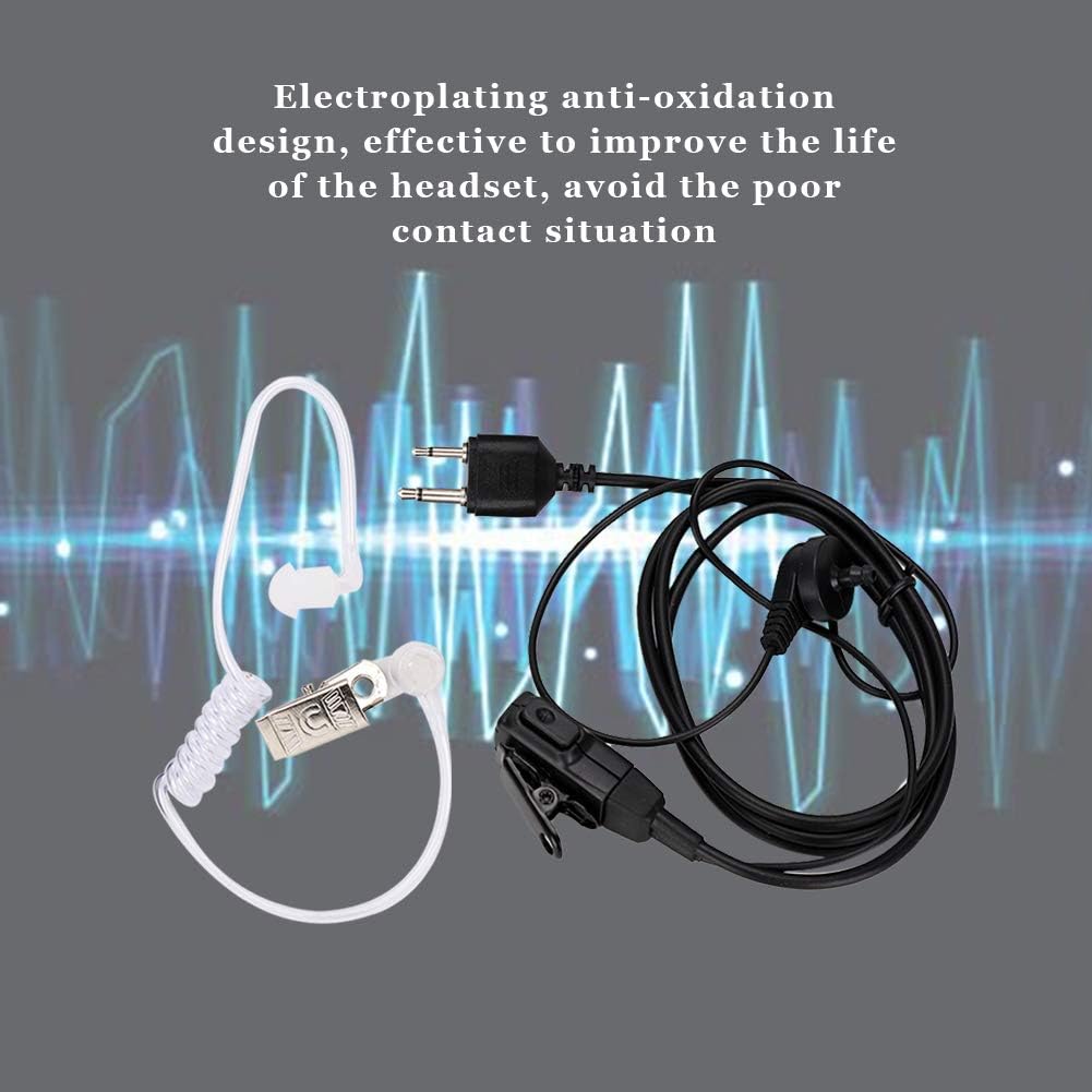 2 Pin Walkie Talkie Headset, Two Way Radio In-ear Earpiece PTT MIC for 2-pin Models Walkie Talkies - Image 4