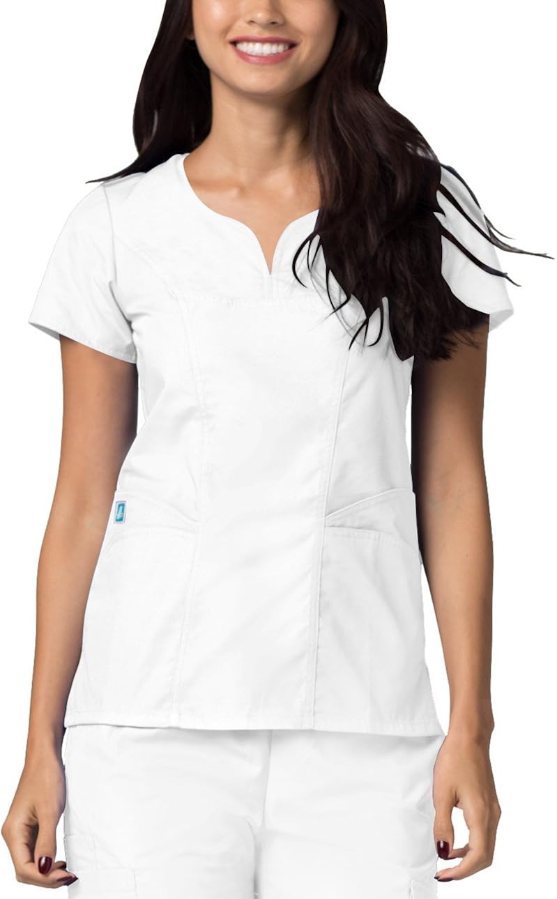Adar Uniforms Uniformes Médicaux Blouse à Poche Incurvée Glamour Haut d