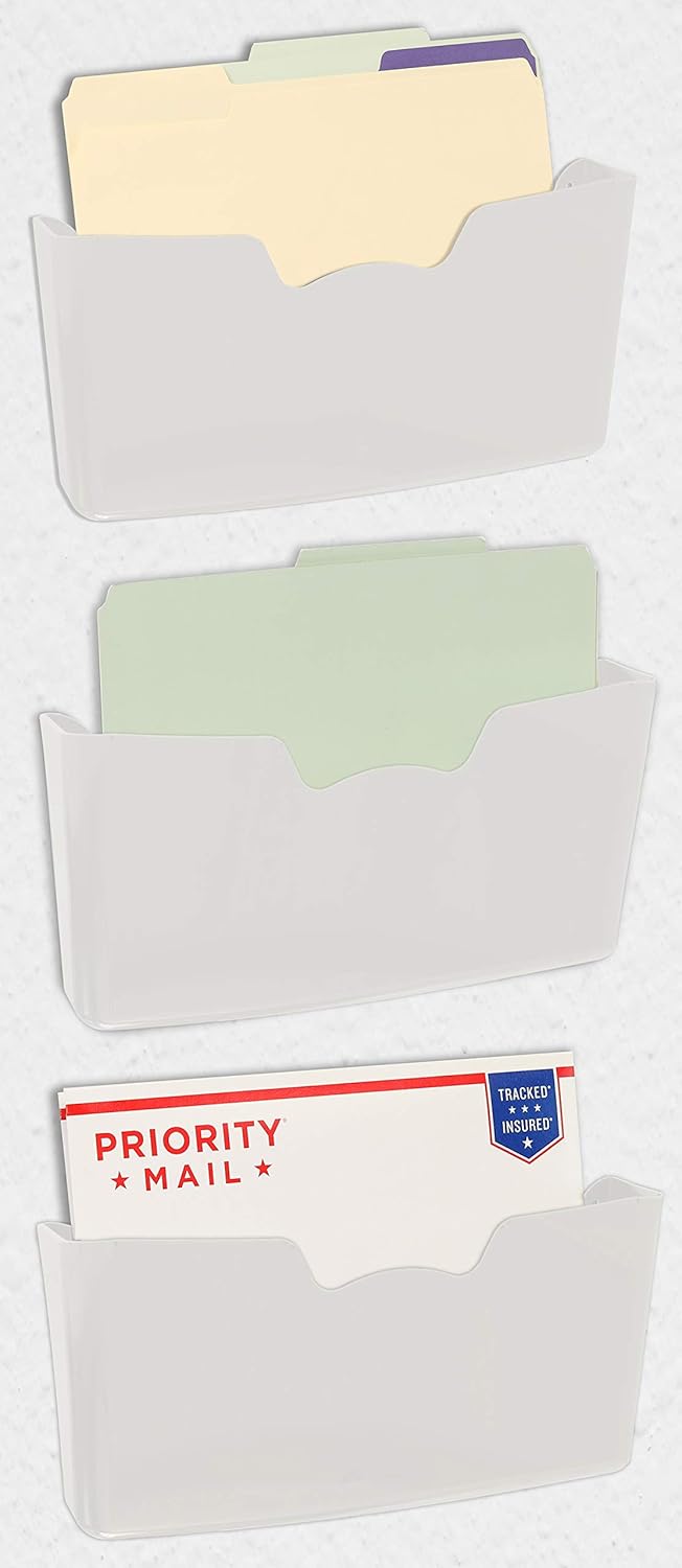 5 Pack - Simple Houseware Single Pocket Wall Mount File Holder, Assorted Color : Office Products