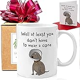 Get Well Coffee Mug Gifts for Women Sympathy Mug Gift, Feel Better Surgery Recovery Gifts from Friend, Cheer Up Mug Gift After Surgery Recovery at Least You Don’t Have to Wear A Cone 11oz Mug