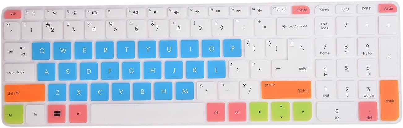 Leze - Ultra Thin Laptop Keyboard Cover Skin Protector for 15.6" HP Envy x360 m6-ae m6-aq m6-ar m6-w m6-p Series, Such as m6-ae151dx,m6-ar004dx,m6-aq105dx,m6-ar004,m6-p014dx Laptop - White Blue