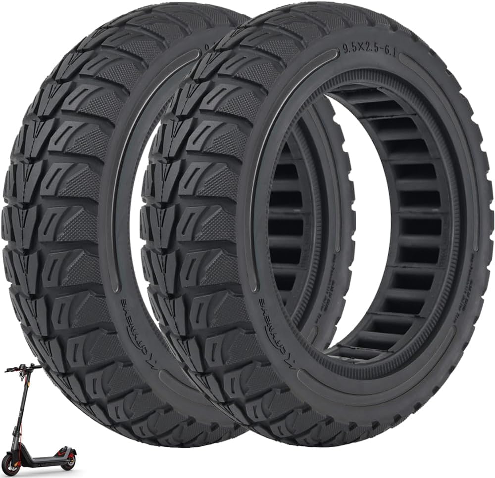 9.5 Inch Solid Tyres for NIU KQi 3, 9.5 x 2.5-6.1 Solid Rubber Tyres Solid Tyres for NIU KQi3 Sport/Pro/Max Electric Scooter Front or Rear Scooter Replacement Tyres Honeycomb Tyres (Black, Pack of 2)