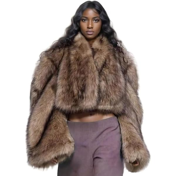 Amazon.com: LRYBSA Shaggy Overcoat Outerwear Light Beige Faux Fur