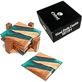 Cultured Creation - Beautiful Epoxy Resin and Wood Coaster Set - Ideal for Tabletop Protection -Enhance Your Coffee Table Decor - (Raw Edge)