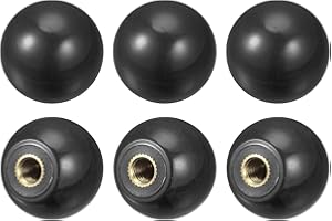 uxcell 6Pcs Threaded Ball Knobs, M6 Female Thread Thermoset Ball Knob 0.98'' Dia Black Round Operation Ball Handles with Copp