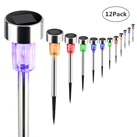 KOBWA Solar Outdoor Lights Solar Garden Outdoor Garden Led Colour Changing Waterproof Landscape Waterproof Street Light 12 Pack