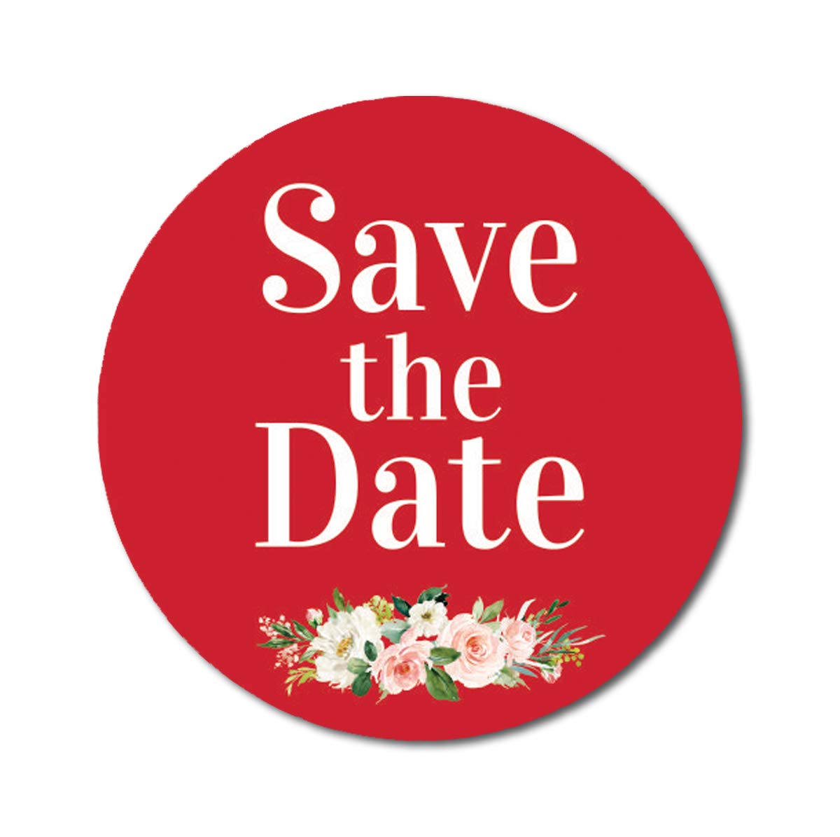 Darling Souvenir 45 Pcs Round Red Rose & Peony Floral Save The Date Wedding Stickers-1.6 Inches
