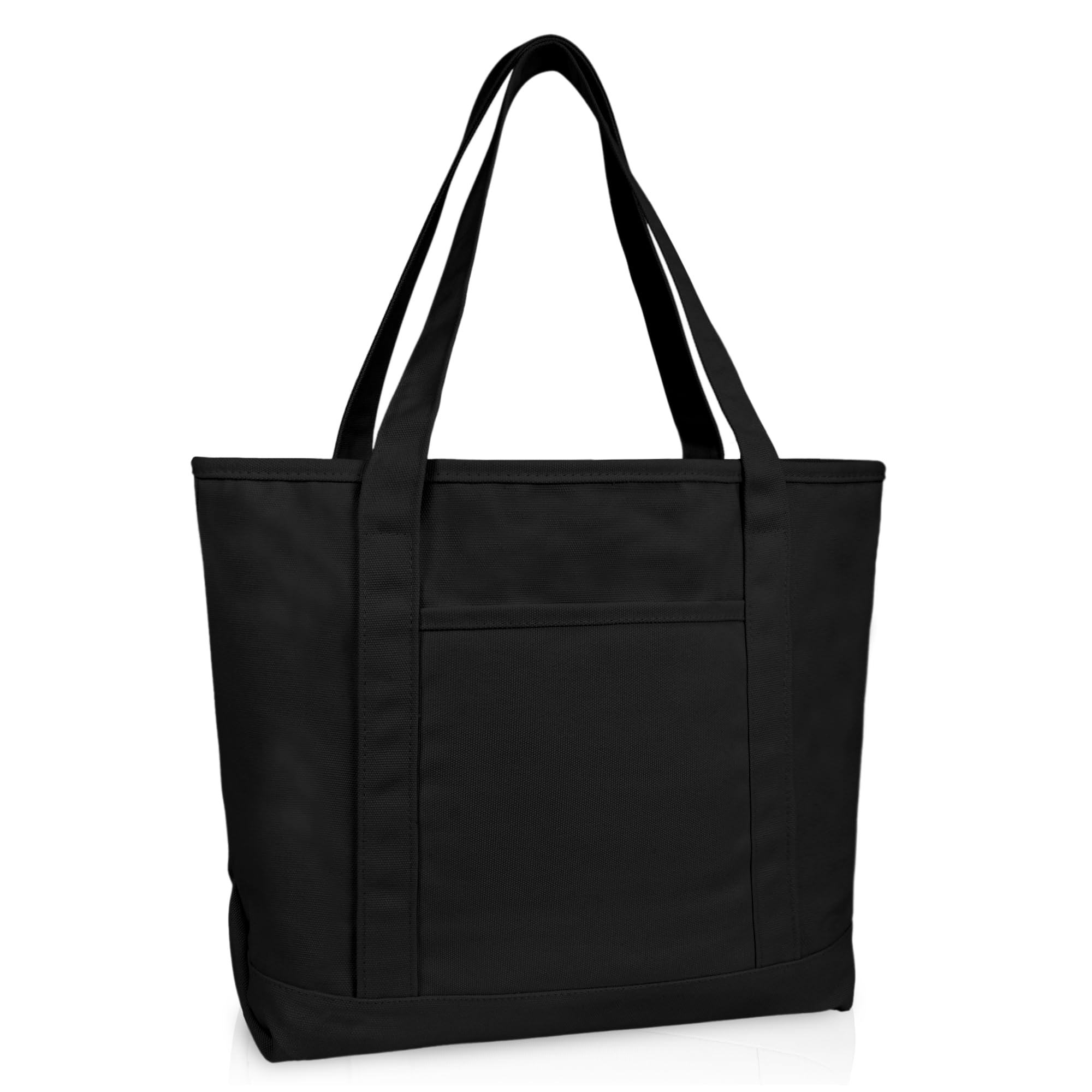 Photo 1 of DALIX 20" Solid Color Cotton Canvas Shopping Tote Bag in Black