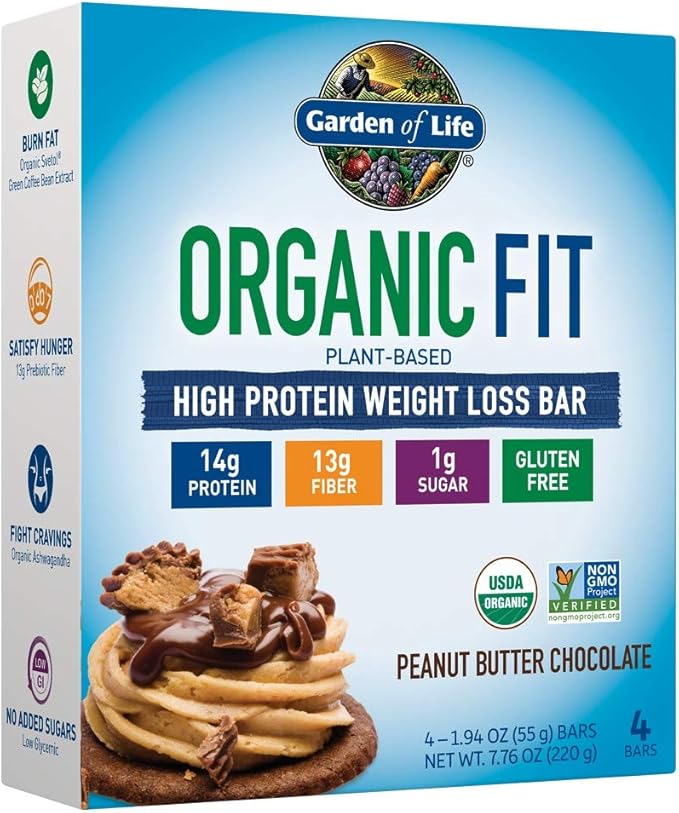 Garden of Life Organic Fit Protein Bar Peanut Butter Chocolate 1.94oz x 4 Bars
