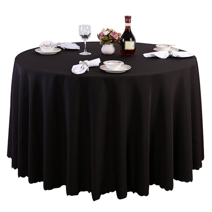 Heheja Pure Farbe Tischtücher Eckig Rund Tischdecke Ornamente Schwarz 280cm