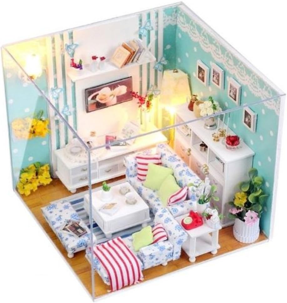 Dollhouse Miniature DIY Kit Cover Butterfly Love Secret Sofa Living Room House for christmas gift