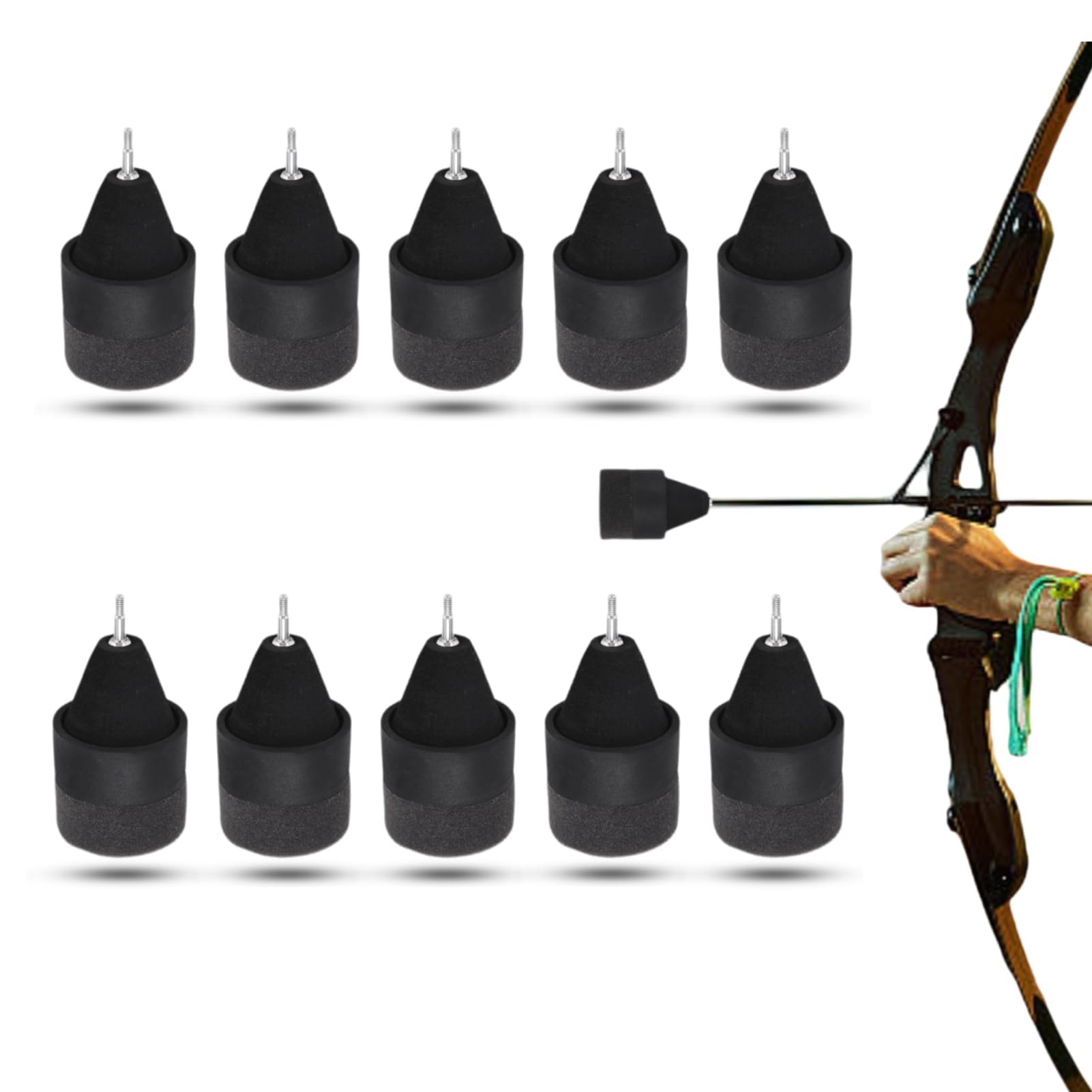 equlup Sponge Arrow Head, 10 Pcs Foam Archery Sponge Arrowhead Broadhead Safe Arrows Tip for Outdoor Archery Hunting Practice CS Game Shooting