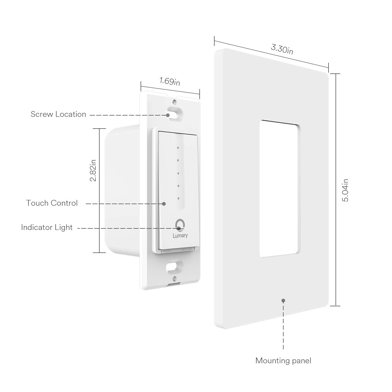 Lumary Smart Dimmer Wi-Fi Light Switch, APP Remote Control & Schedule, Compatible with Alexa & Google Assistant (No Hub Required): Industrial & Scientific