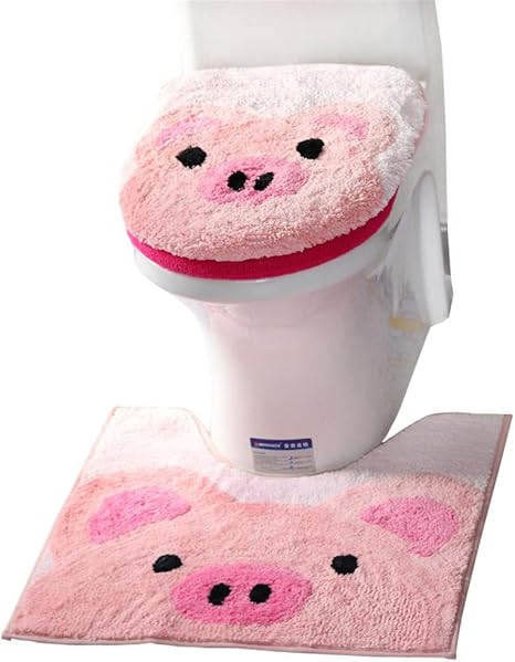 Amazon トイレマット 便座カバー フタカバー U型足元マット セット ふわふわ 洗浄 暖房用 U型o型トイレ兼用 防寒 吸水 トイレ用品 3点セット 可愛い ピンク ブタ トイレマット タンクカバー ホーム キッチン オンライン通販