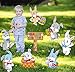 LSKOO Easter Yard Signs Decorations Outdoor Bunny Eggs Yard Stake Signs Easter Lawn Yard Decorations