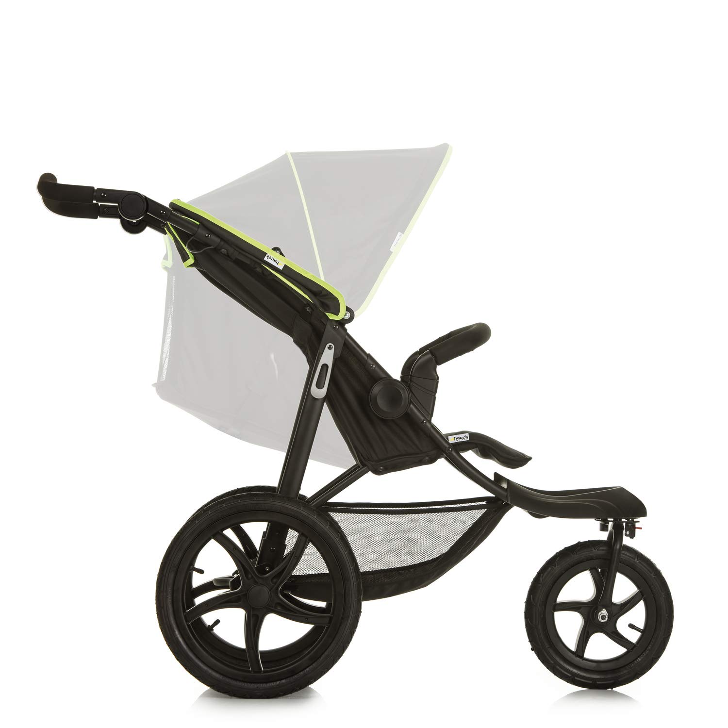 hauck Runner, Black / Neon Yellow - Robuster Dreirad Buggy mit XL Lufträdern, Federung, XL Netzfenster, Verstellbarer Schieber, mit Liegefunktion für Kinder ab Geburt bis 22 kg, Faltbar 5