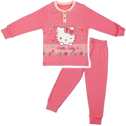 alles-meine.de GmbH 2 TLG. Set _ Schlafanzug / Hausanzug / Pyjama - Katze - Hello Kitty - Größe: 3 Jahre - Gr. 104 - Langer T