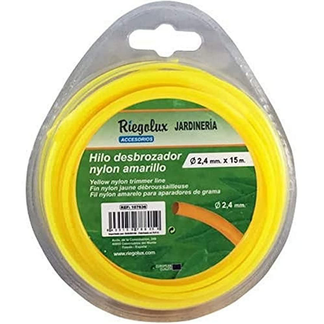 Riegolux 107636 Nylon Brushcutter Thread Round, Yellow, 2.4 mm x 15 m