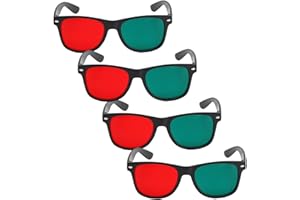 4Pcs 3D Glasses Black Frame Red Green 3D Viewing Glasses use for Dimensional Anaglyph TV Movie DVD Game and Amblyopia Trainin