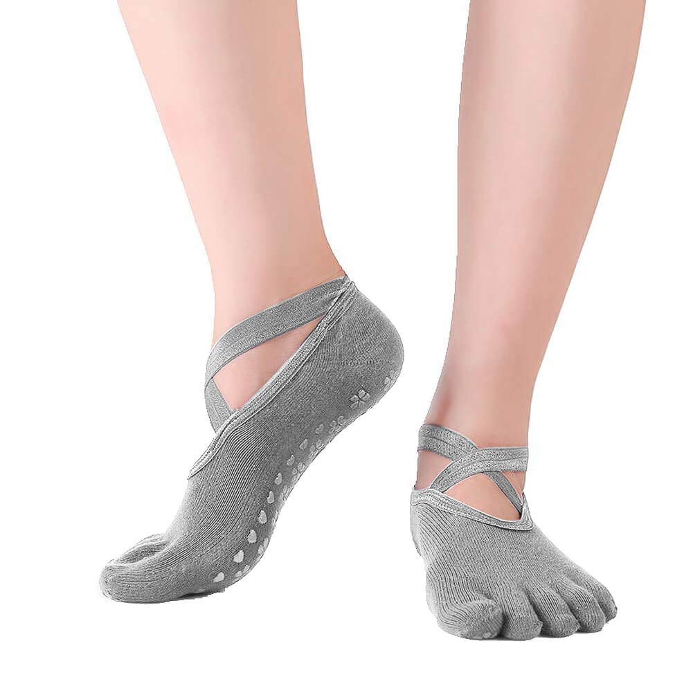 Clean Dell Yoga Socks for Women Non-Slip Grips & Straps, Ideal for Pilates, Pure Barre, Ballet, Dance, Barefoot Workout