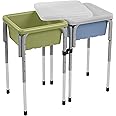 ECR4Kids 2-Station Sand and Water Adjustable Play Table, Sensory Bins, Fern Green/Powder Blue