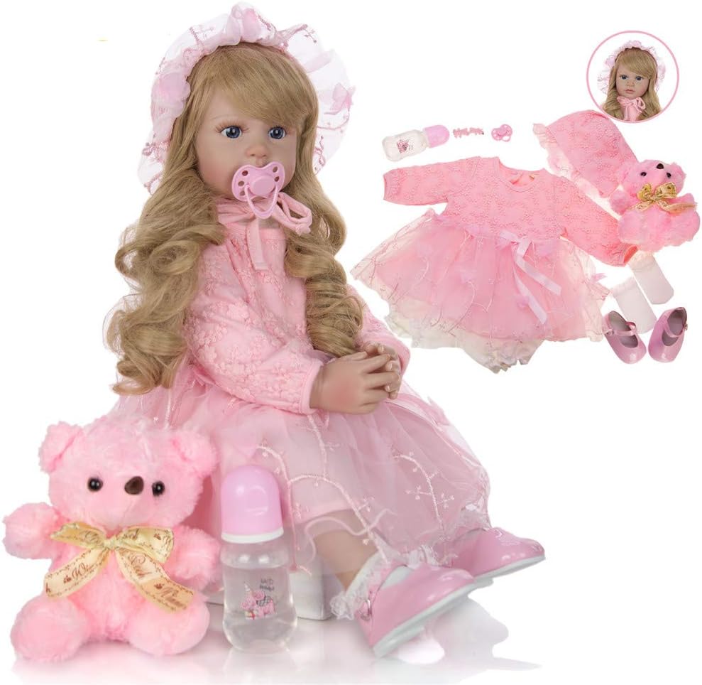 Prezzo Reborn Doll Girl Morbido Silicone Reborn Toddler Baby Doll Realistico Realistico Reborn Baby Dolls Capelli Lunghi Baby Girl Pink Princess Dolls Bambini Giocattoli per età 3+ Offerte