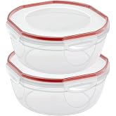 Sterilite Ultra-Seal Bowl, Airtight Food Storage Container, 8.1 Qt, 2-Pack | Large Latching Lid with Red Gasket, Airtight and Watertight Seal, Microwave, Freezer and Dishwasher Safe for Meal Prep