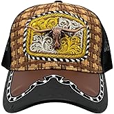 Western Cowboy Hat for Men – Rodeo Style Woven Trucker Design with Embroidered Brim, Country Fashion Western Cap