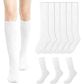 Sdfvsdg 3 Pairs Women Cotton Knee High Socks Over Knee Long Ribbed Knit Slouchy Boot Socks Warm for Girls