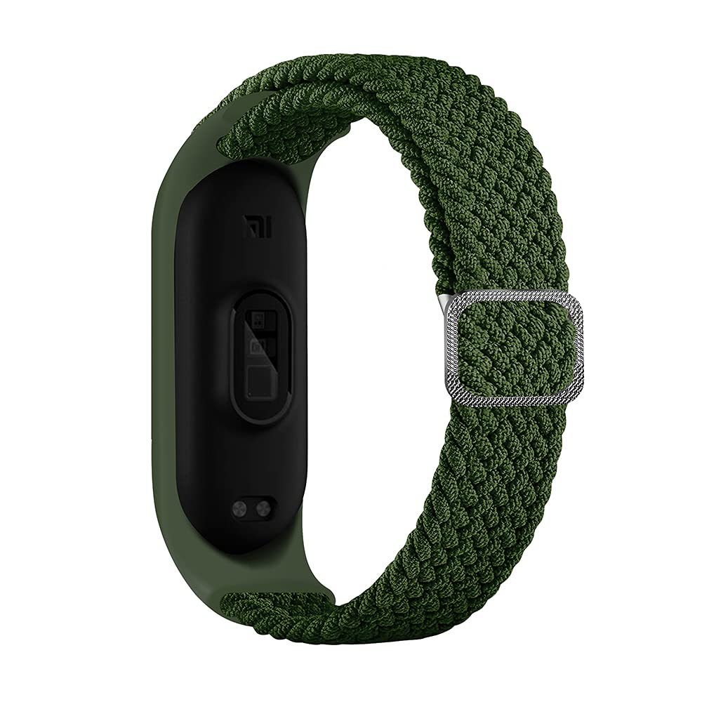 Tiggo Smart Watch Strap compatible for Xiaomi Mi Band 6,Nylon Sport Braided stretch Solo Loop Watch Belt,Replacement Bracelet Wristband Wrist Strap for Xiaomi Mi Band 3 4 5 6 Watch (verde)