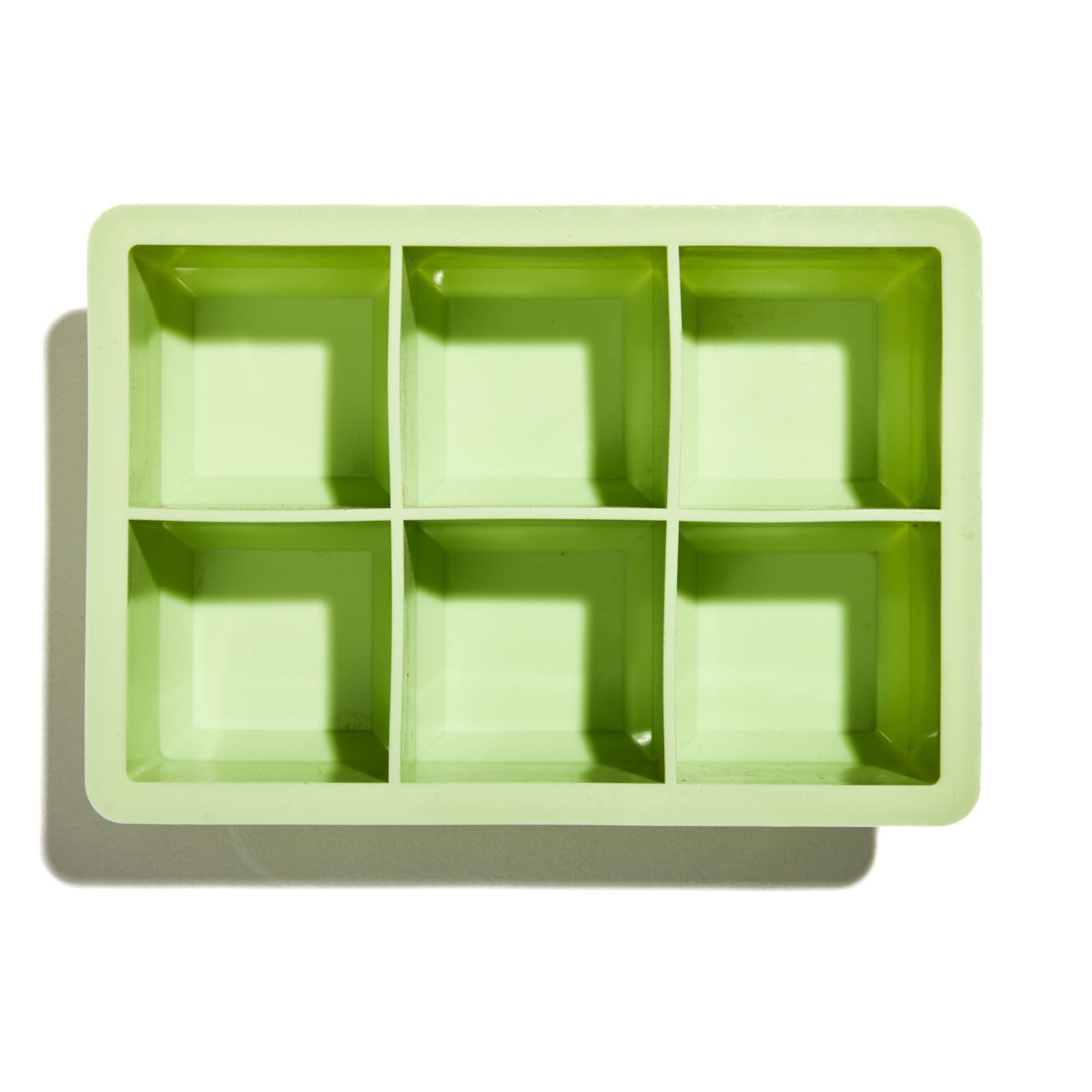 Muitomas, XL Silicone Ice Molds for 6 Cocktail Cubes, Slim and Easy to Clean with Removable and Durable Lid, Sage Green