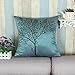 CaliTime Cushion Cover Throw Pillow Case Shell for Sofa Couch Home Decoration Natural Tree Embroidered 18 X 18 Inches Teal Brown