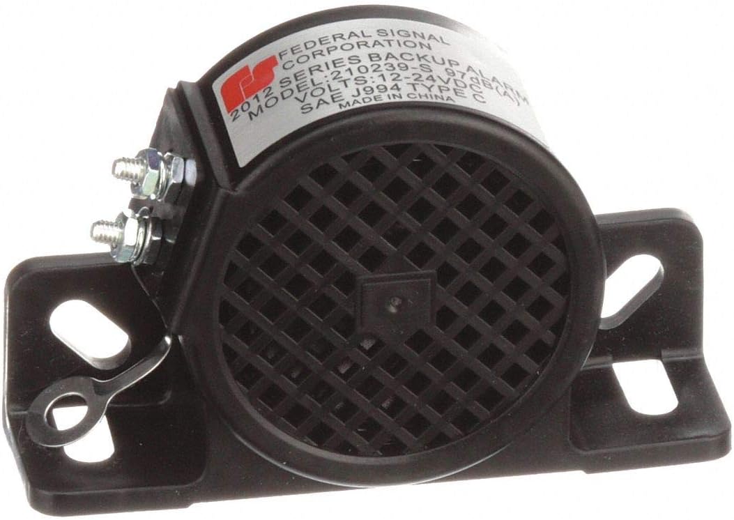 Federal Signal 210239-S 2012 Series Back-Up Alarm, Stud Terminals, 97 dB(A) , Black