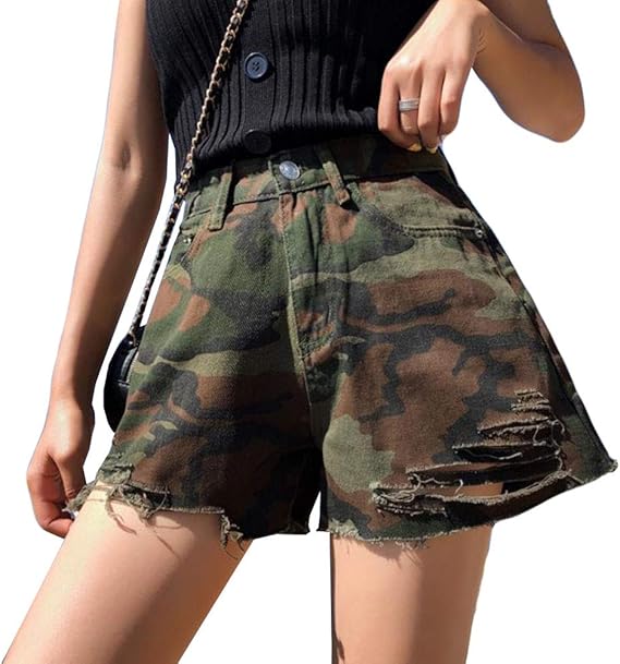 Amazon Baluote ミニパンツ レディース 夏 迷彩柄 着痩せ ワイドパンツ ゆったり おしゃれデニム パンツ カジュアル セクシー ショート パンツ 半ズボン 韓国風 通勤 ショートパンツ 通販
