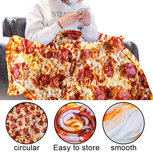 Freesooth Pizza Throw Blanket Novelty Pizza Blanket Funny Food Blanket Comfortable Soft and Cozy Tortilla Throw Blanket for Bed,Couch or Travel
