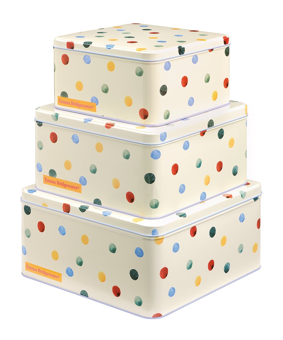Emma Bridgewater Polka Dot design - Set of 3 Square cake tins